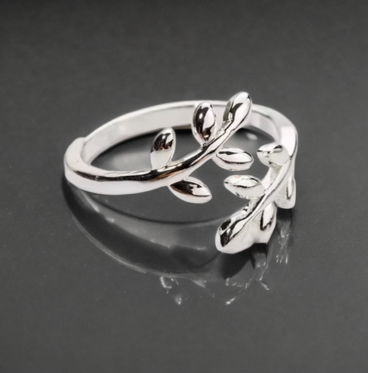 Silver Olive Tree Leave Ring