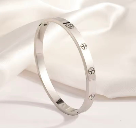Stainless Steel Cross Engraved Bracelet