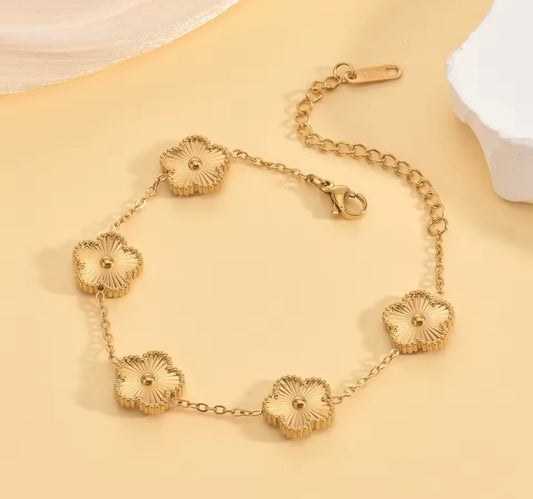 Stainless Steel Gold Flower Bracelet