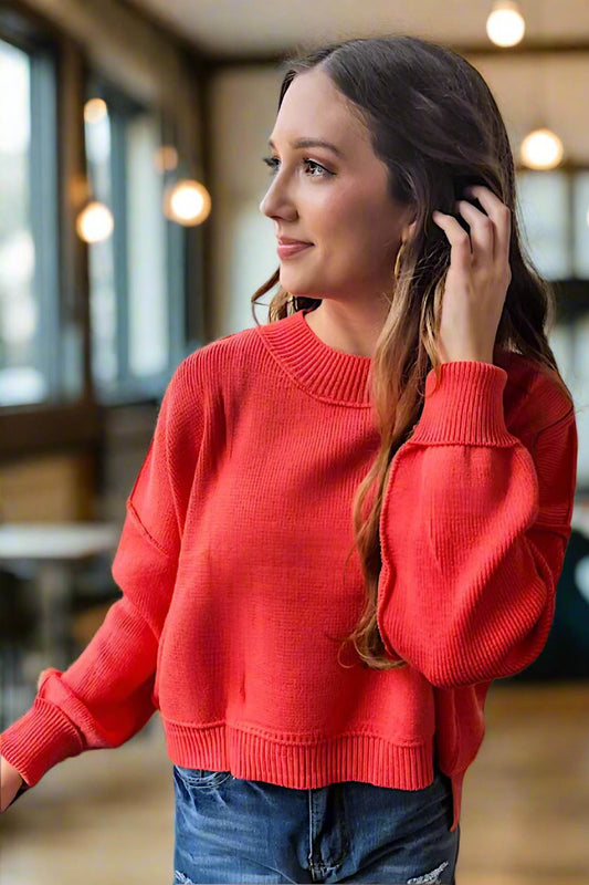 SC - Autumn Breeze Orange Crop Sweater