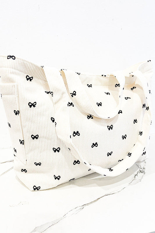 SC - Brittany Cream Bow Print Tote Bag