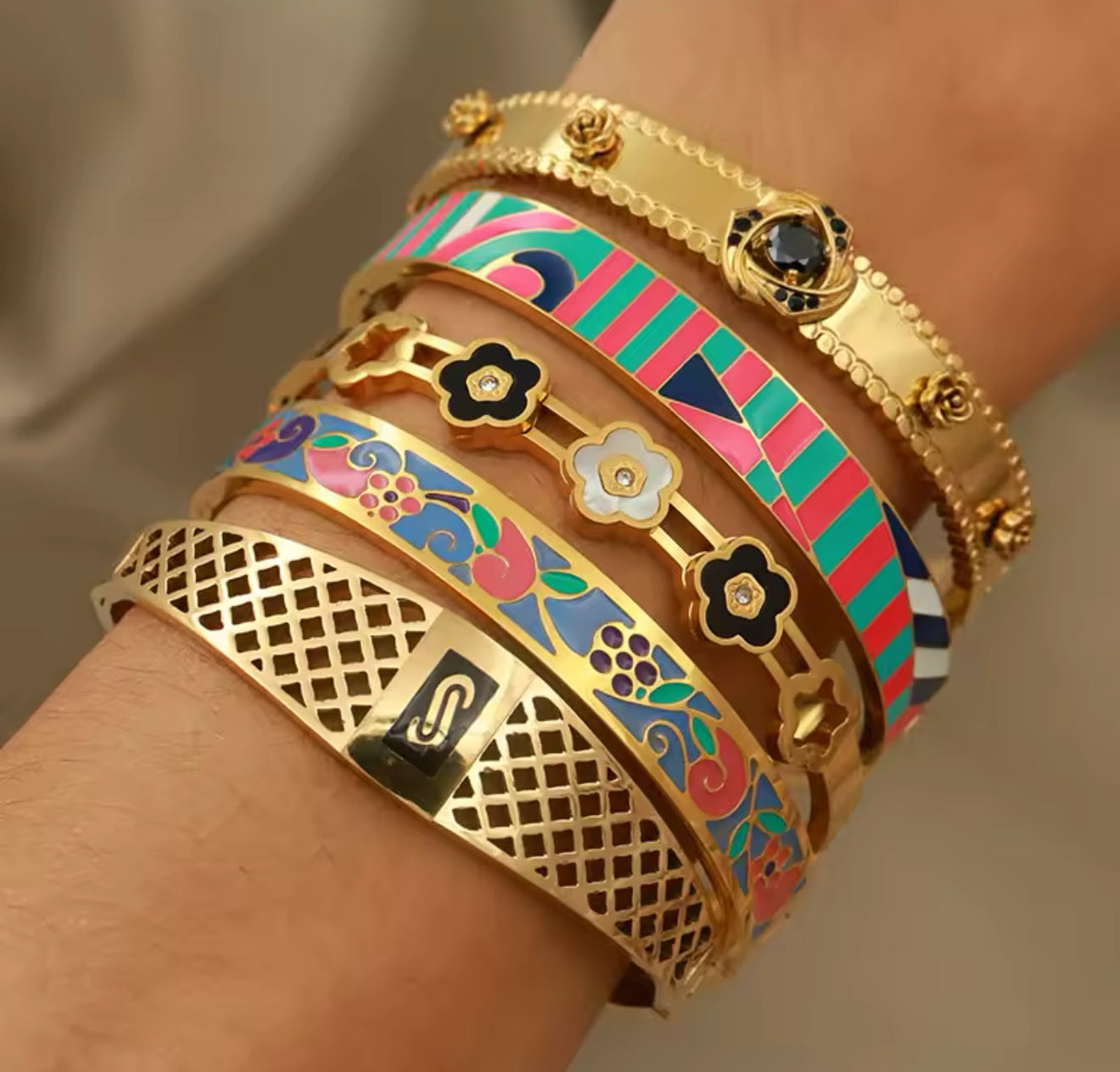 Stainless Steel Oil Paint Bangle